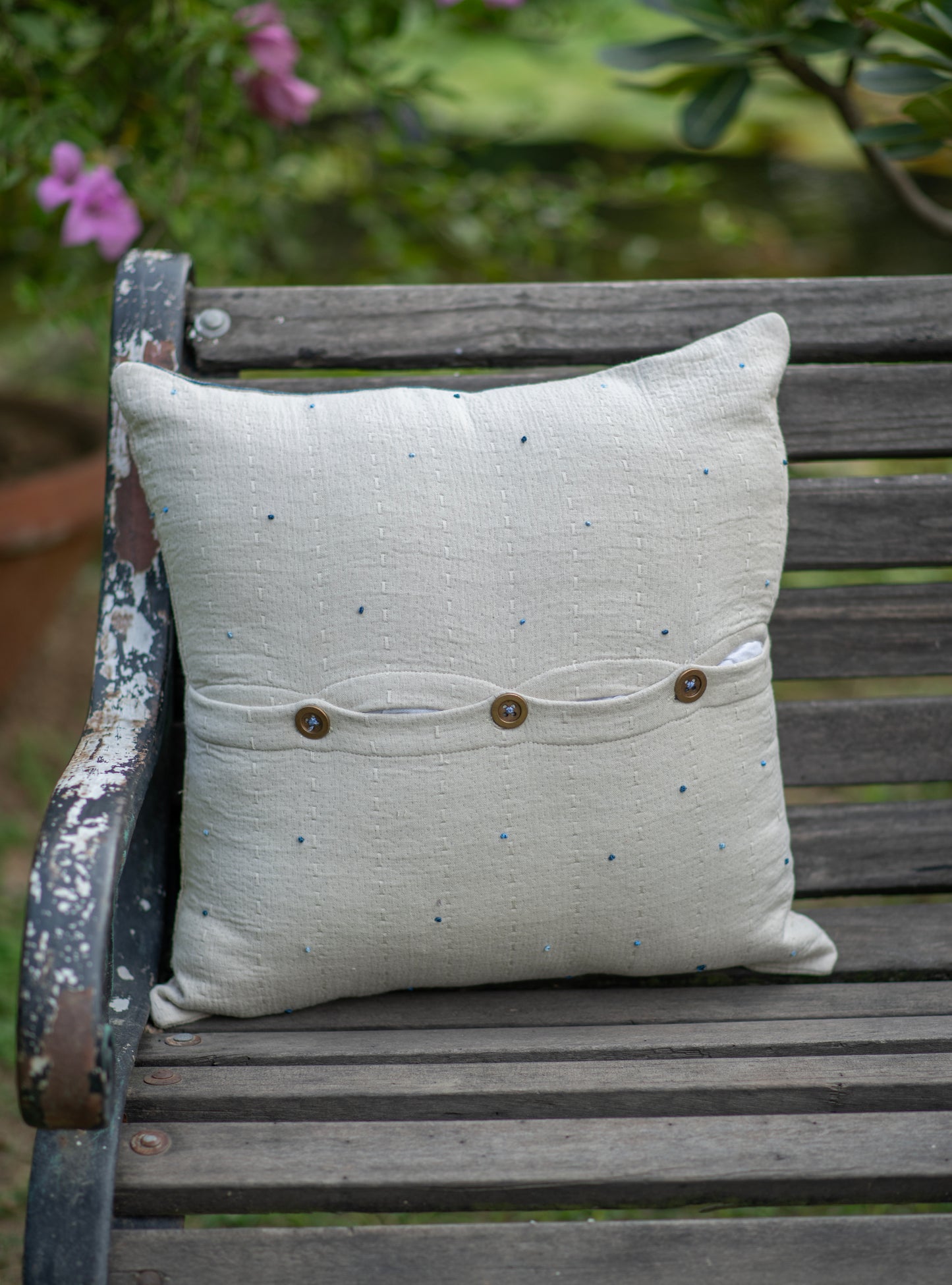 Aari Emb Cushion Cover : Samundar Mysore Silk