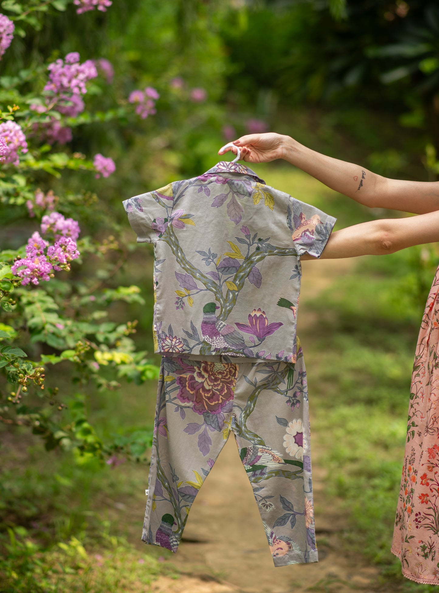 Kids Angad Pj Set : Bird Bisque Voile