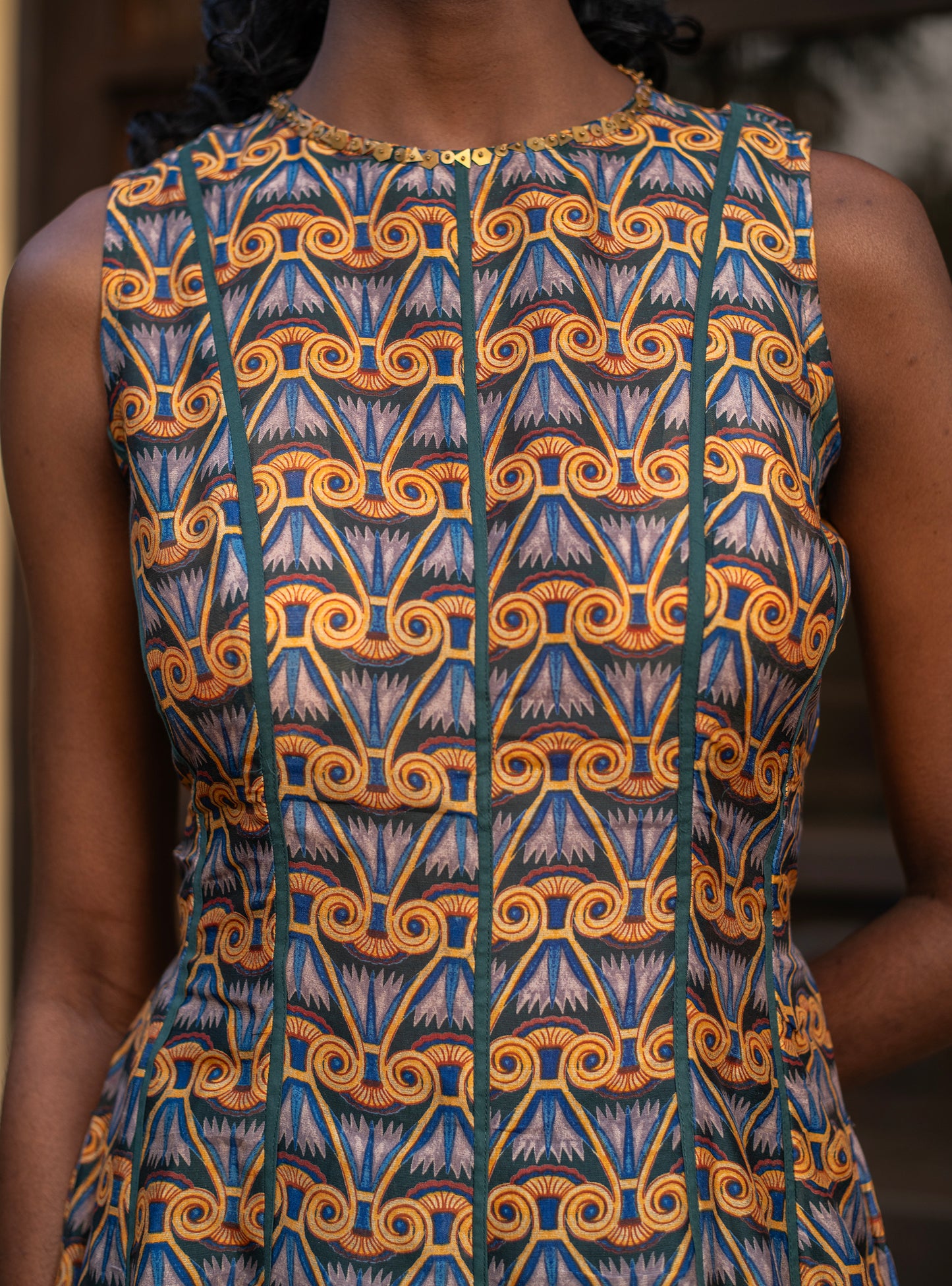Esna Dress : Faiyum Emerald Chanderi