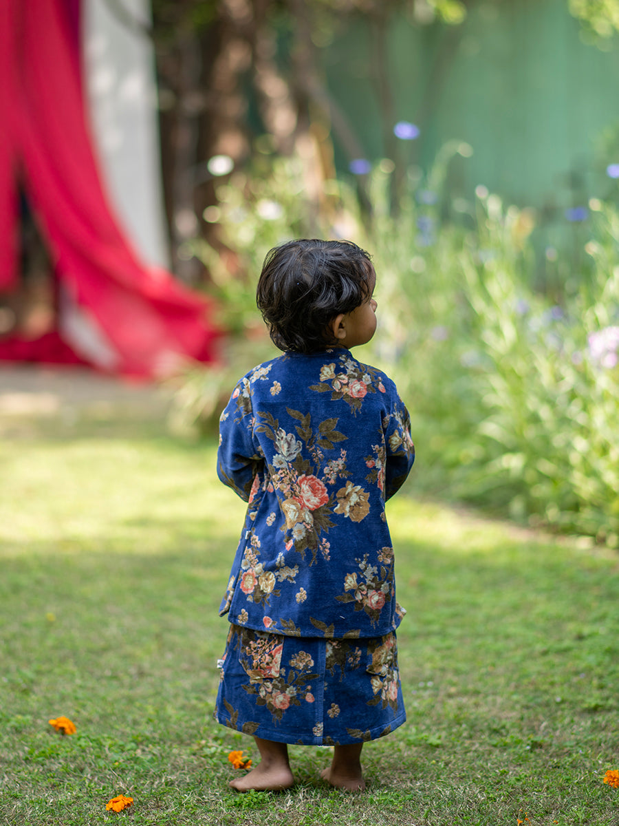 Kids Pencil Skirt : Velvet Potpourri Navy