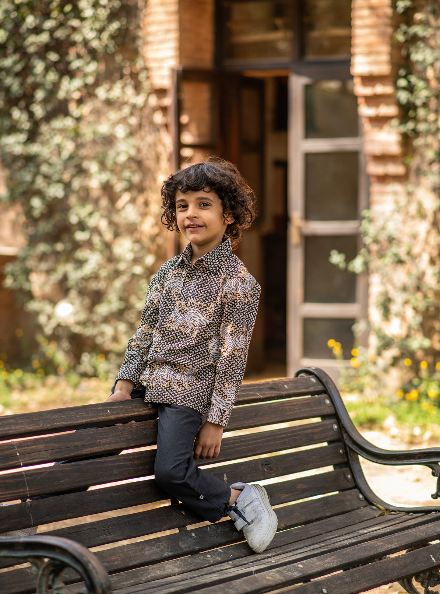 Kids Angad Full Sleeves Shirt: Tiger Black