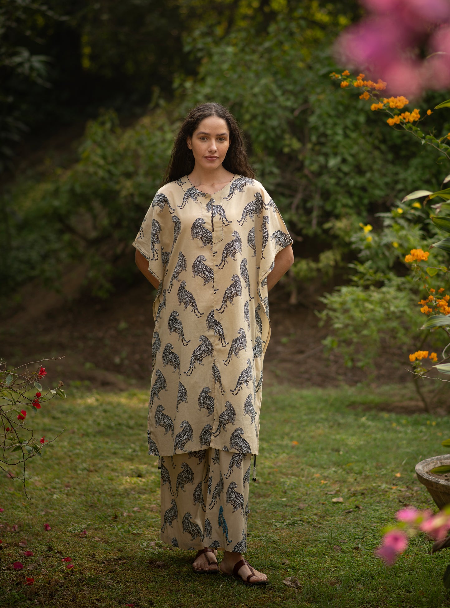 Ellie Pant : Leopard Beige Voile