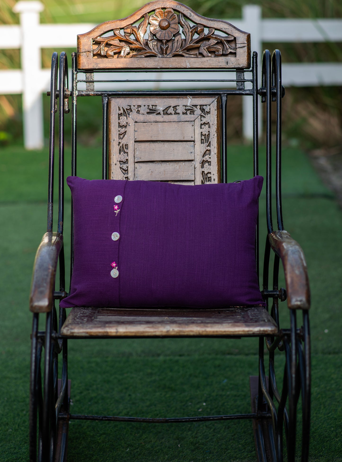 Embroidered Cushion Cover : Versailles Purple Textured