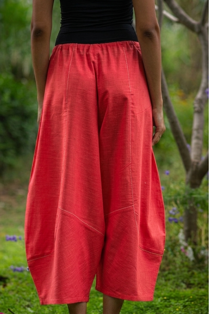 Balloon Pant : Solid Coral Slub