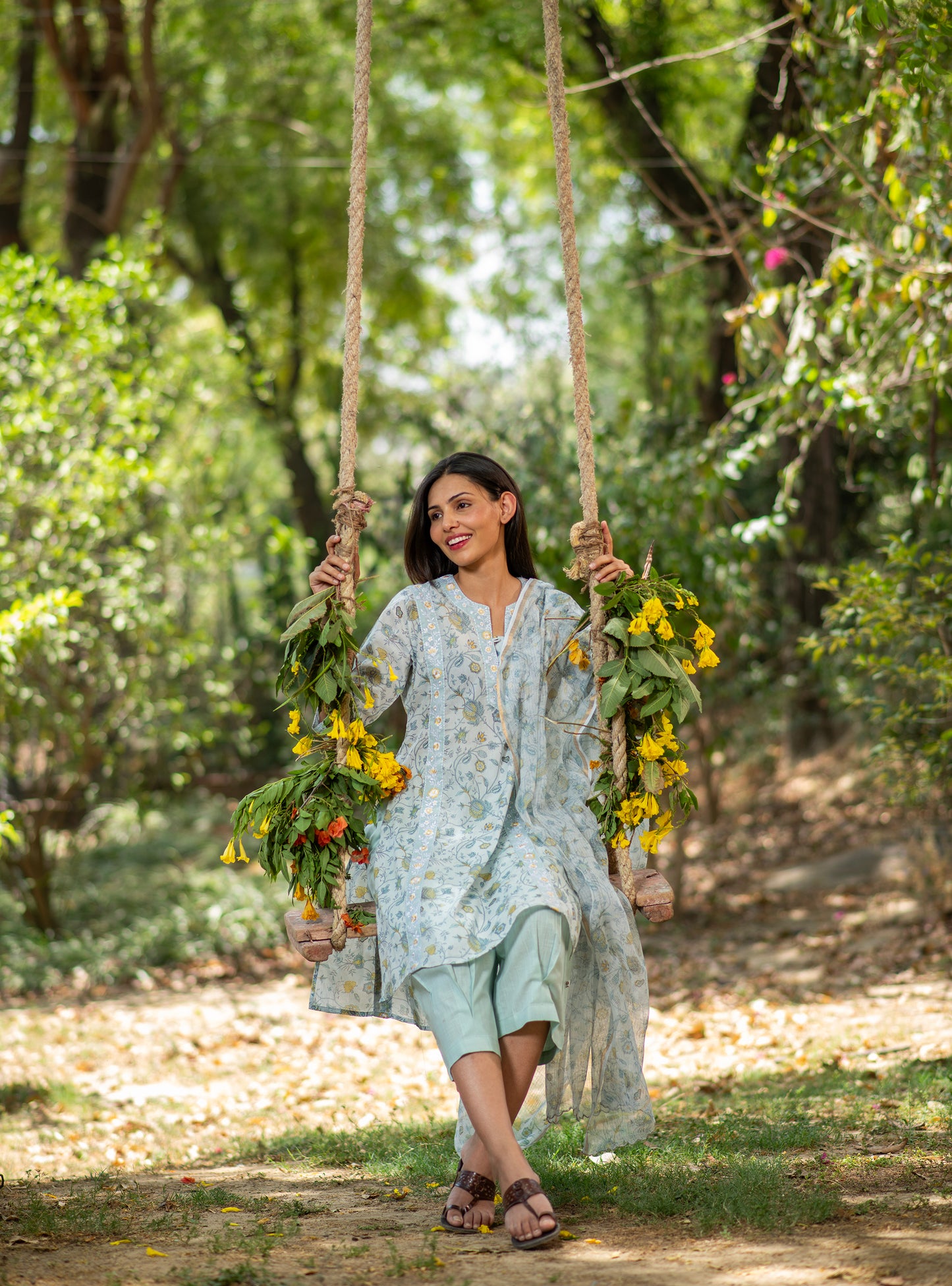 Khazana Kurta Emb : Swati Blue Voile