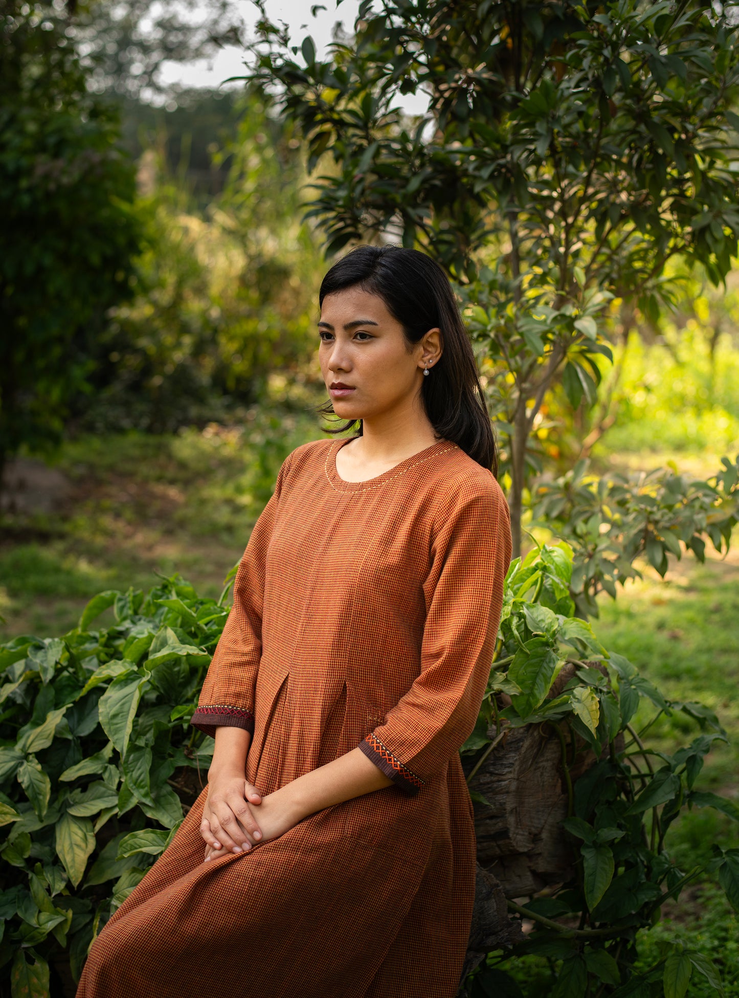 Khirki Dress : Blue Handloom Assorted