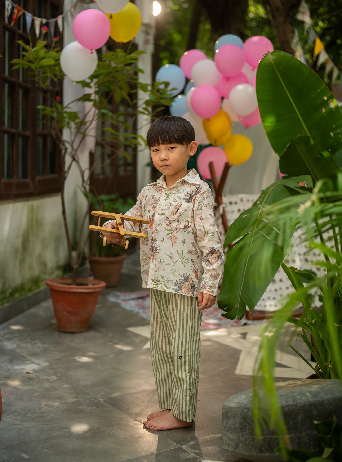 Kids Epaulet Pant : Lemur Sage Voile