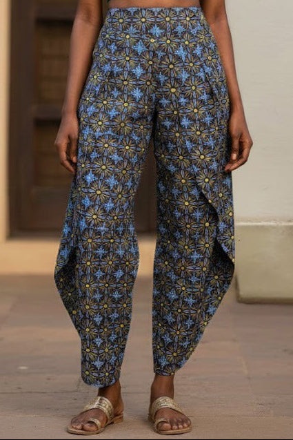 Long Criss Cross Pant : Rosetta Black Chanderi