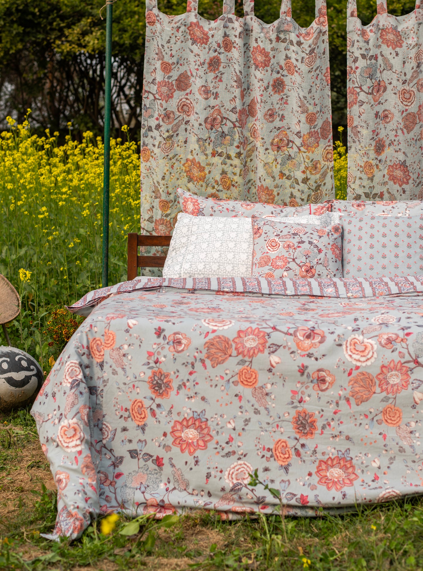 Printed Curtain : Malabar Celeste Linen