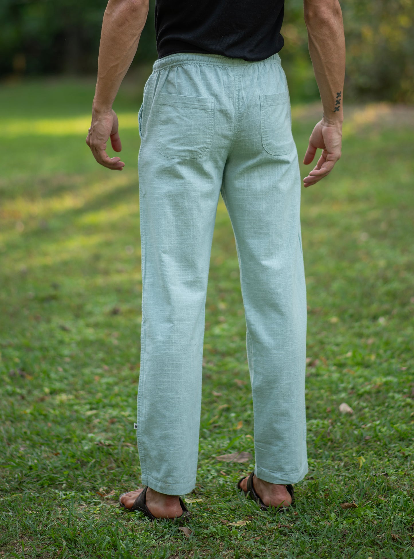 Mens House Pant : Solid Aqua Textured