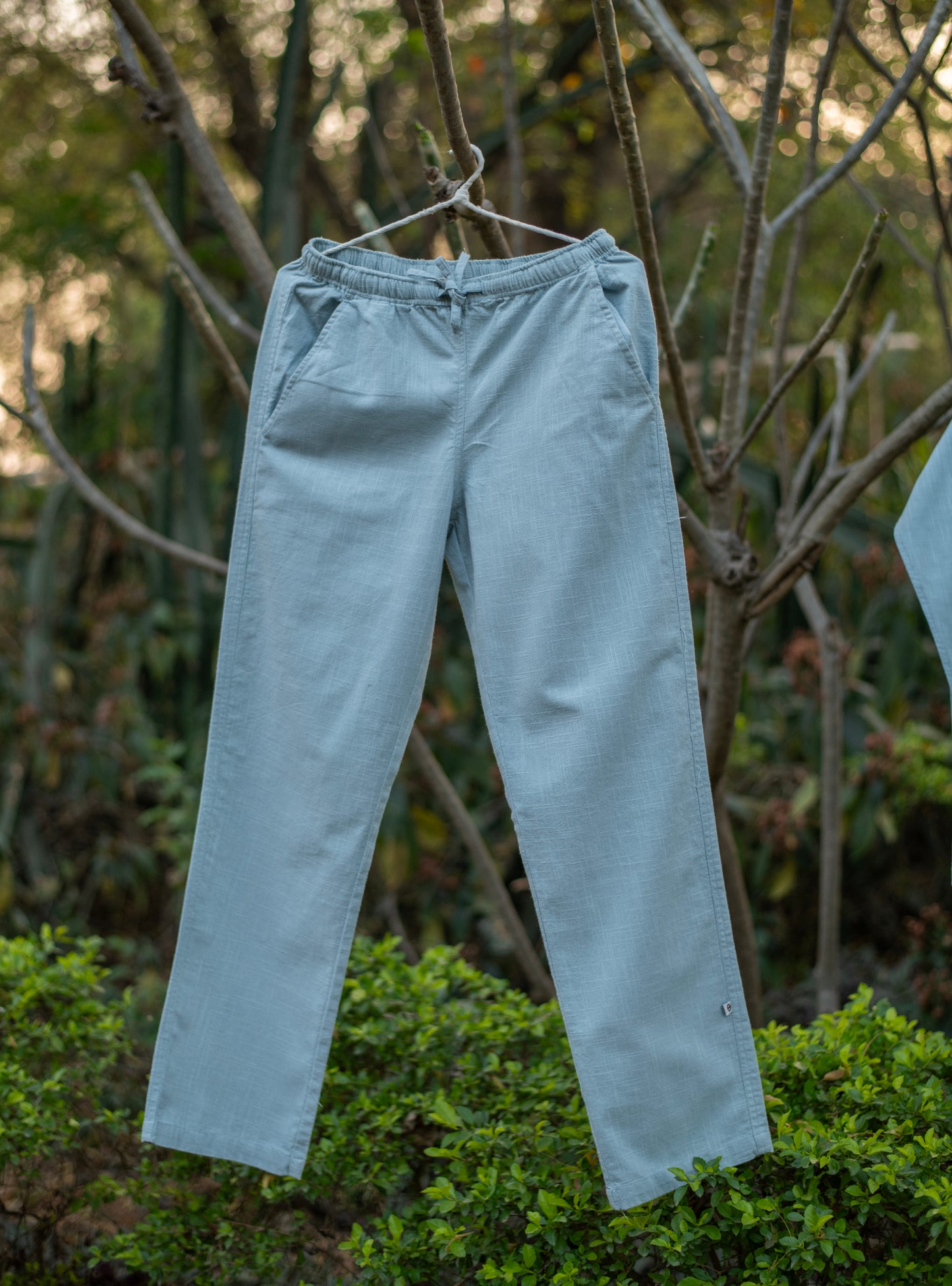 Mens House Pant : Solid Celeste Textured