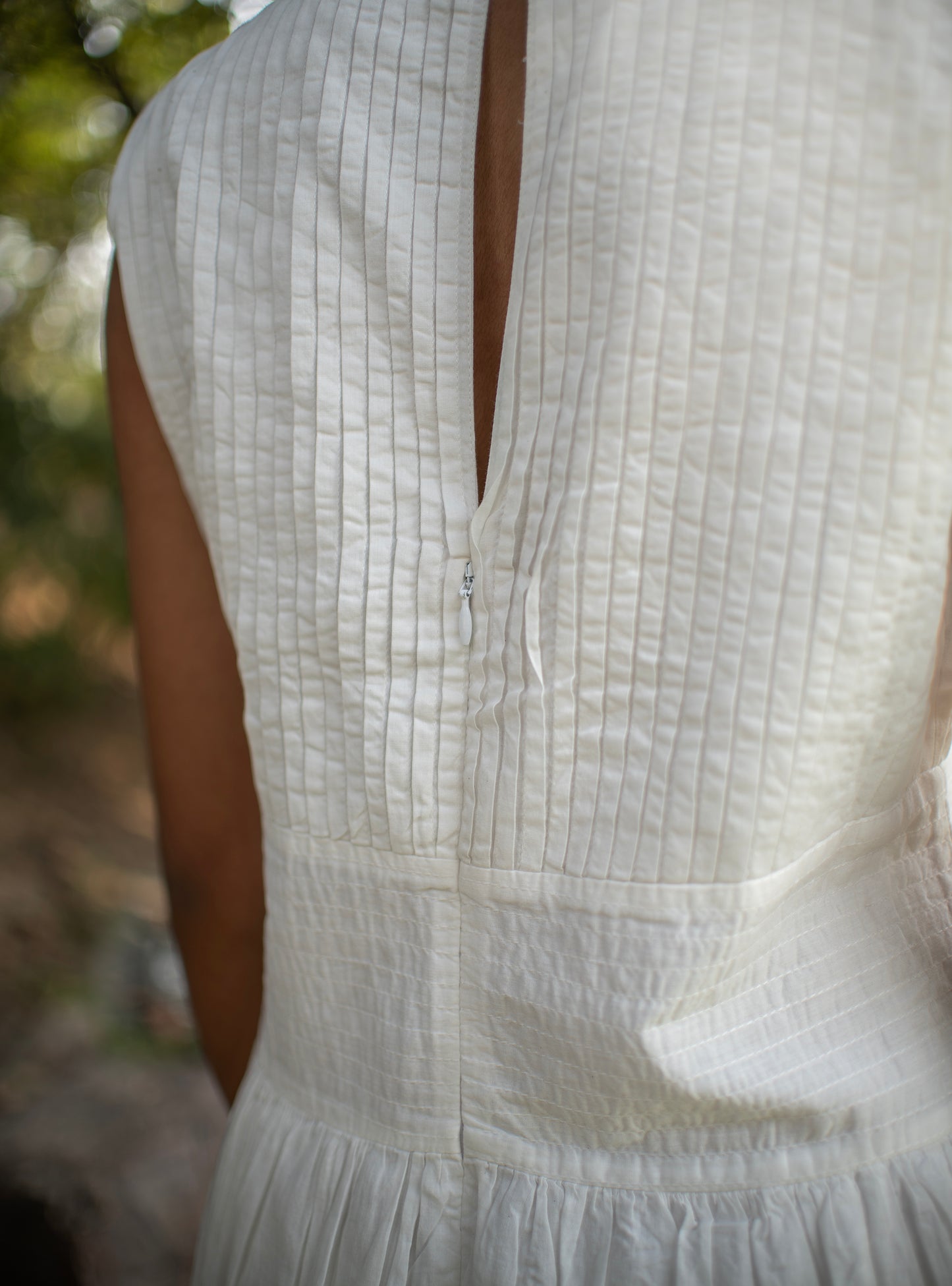 Pleated Dress : Solid White Voile