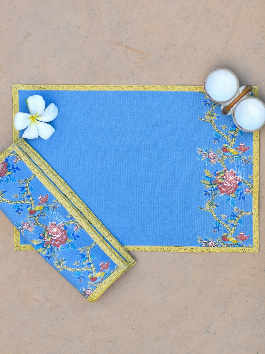 Printed Placemat Set 6 : Bird Blue