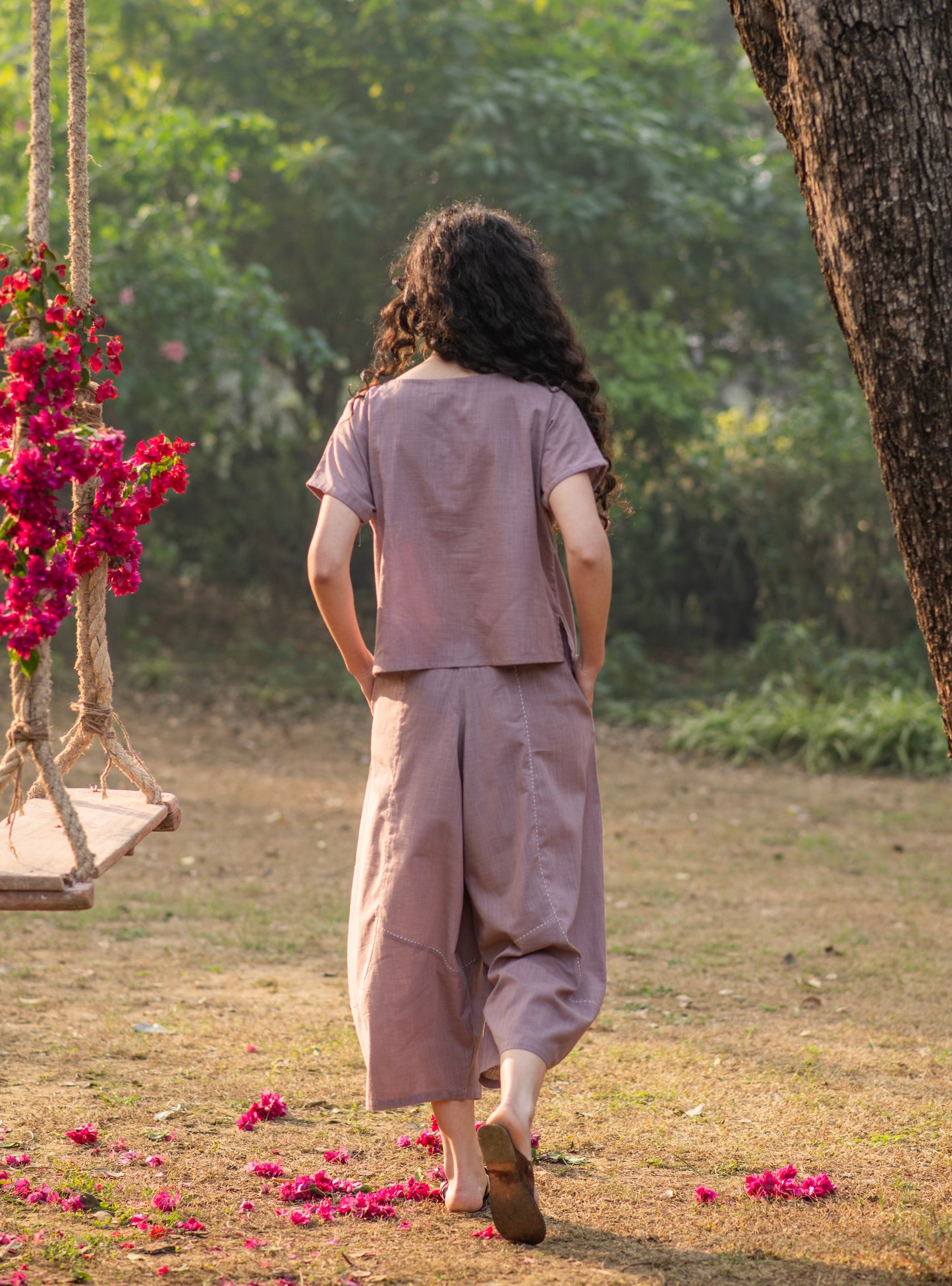 Balloon Pant : Solid Mocha Slub