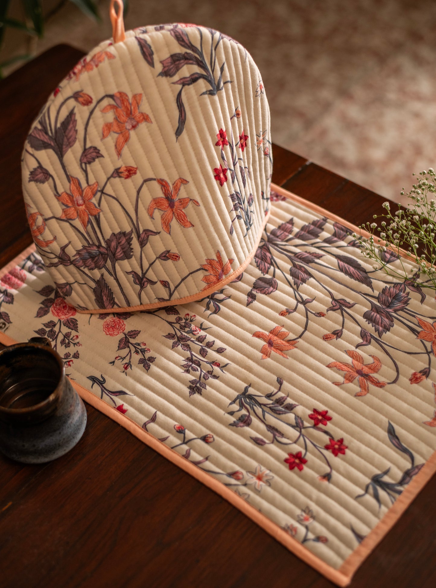 Tea Cosy Set of 2 : Garden Taupe Sheeting