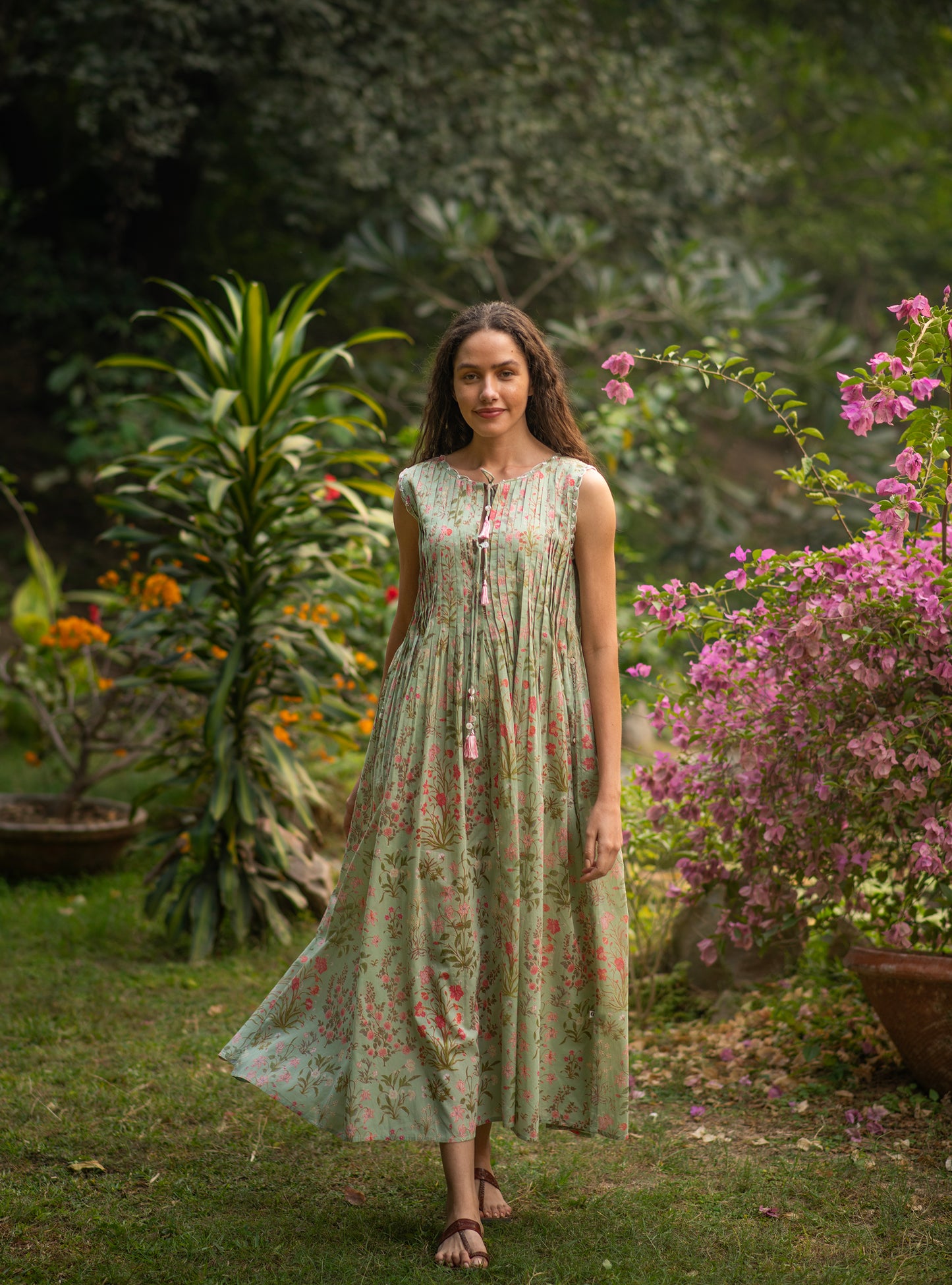 Ukiyo Dress : Garden Mint Voile