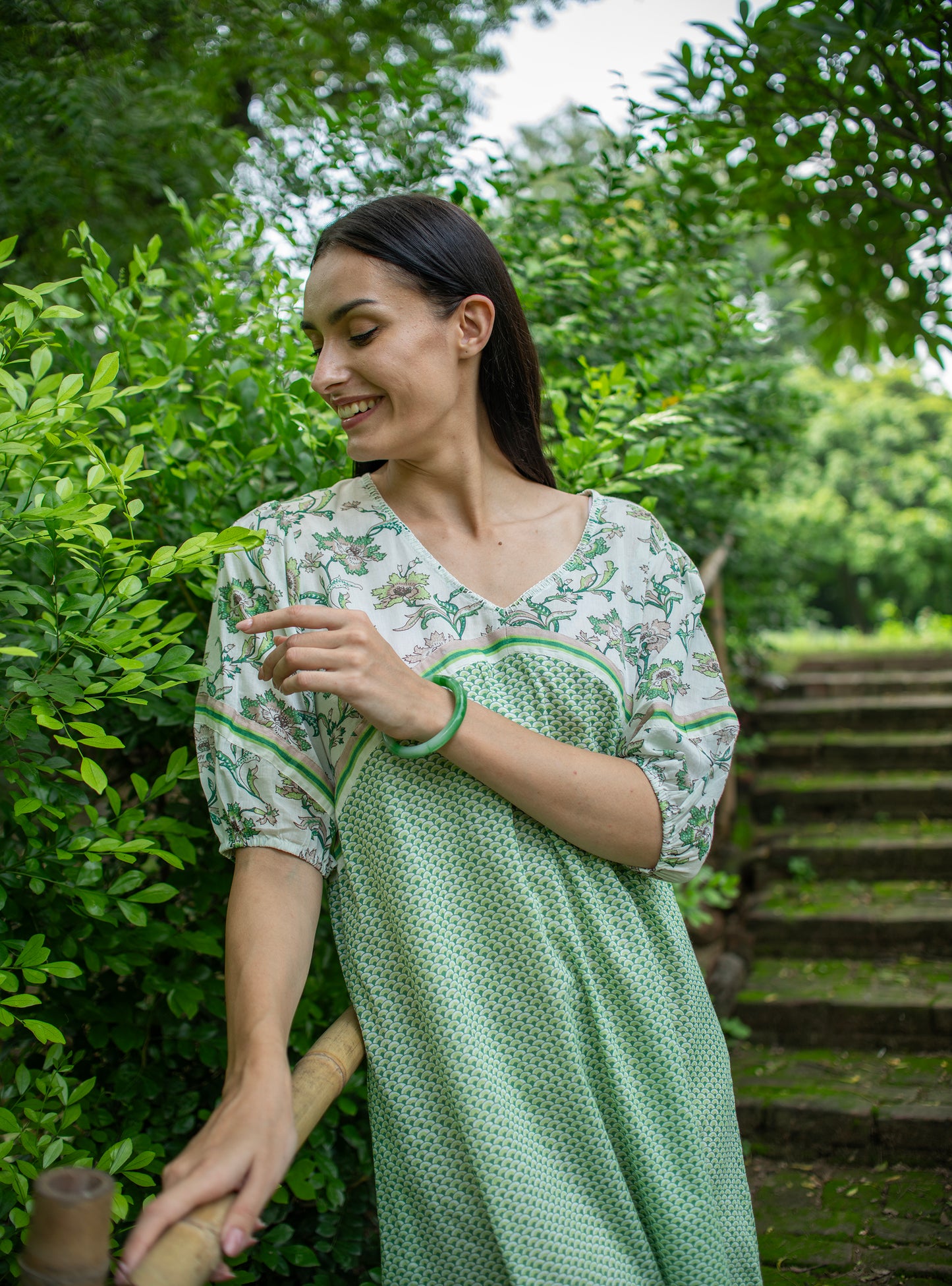 Varkala Dress : Scales Green Voile
