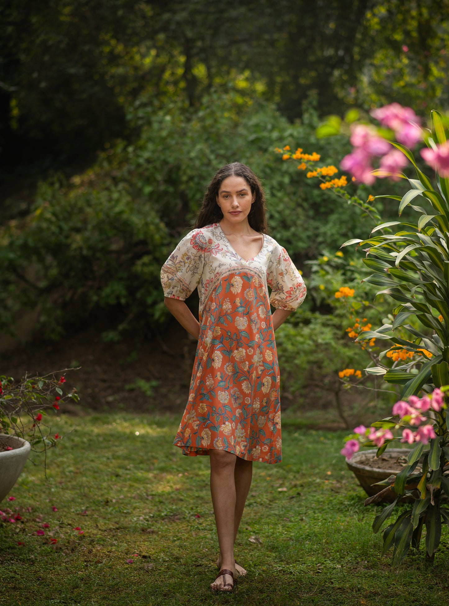 Varkala Dress : Florentine Orange Voile