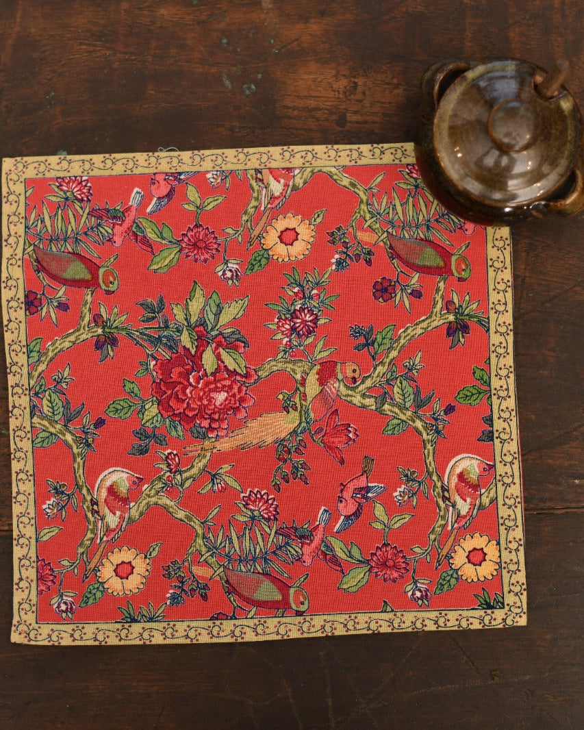 Cocktail Napkin Set of 6 : Bird Coral