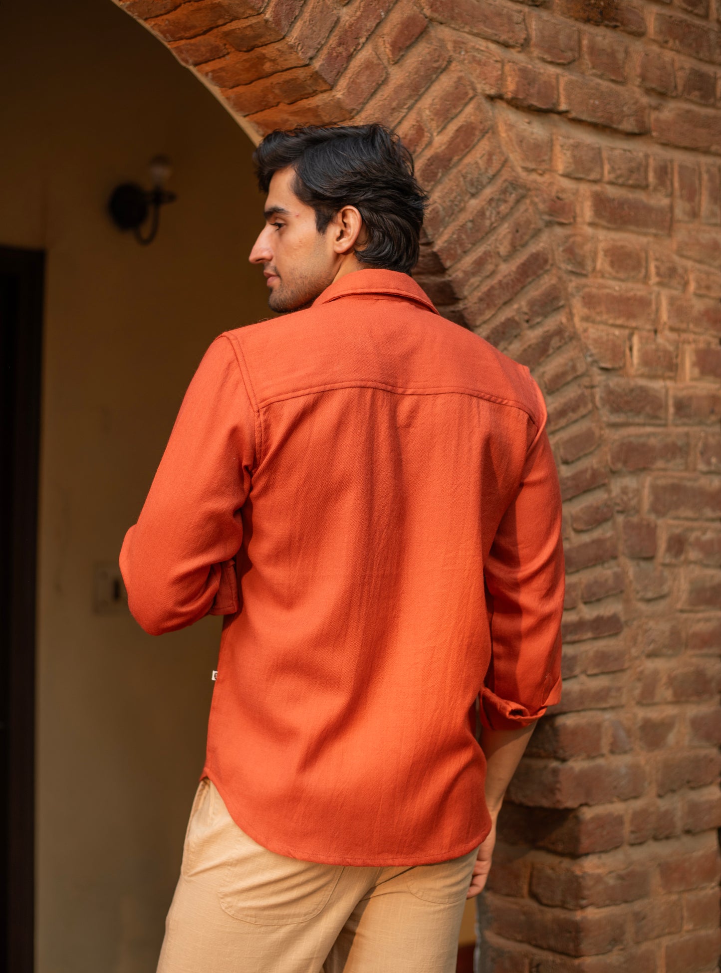 Xavier Wool Shirt Full Sleeves : Paprika