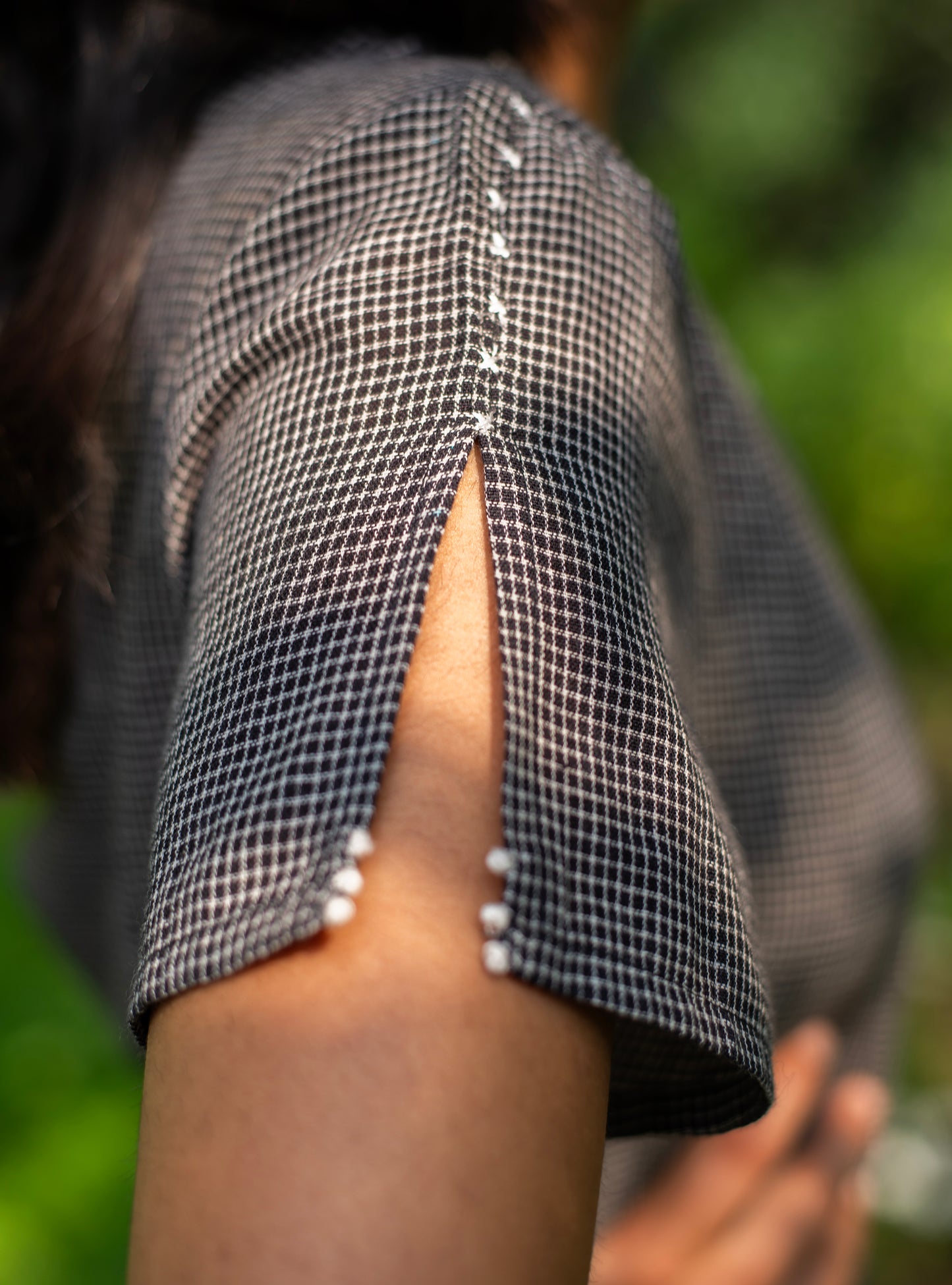 Wrap Around Dress : Checks Black Handloom