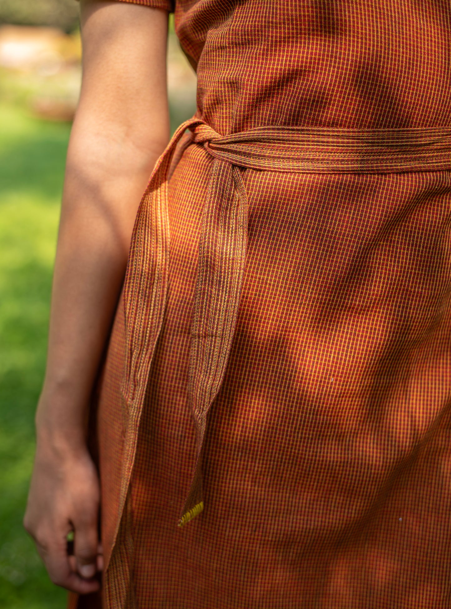 Wrap Around Dress : Checks Yellow Handloom