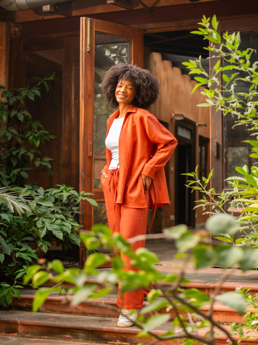 Wrap Twill Wool Shirt : Paprika