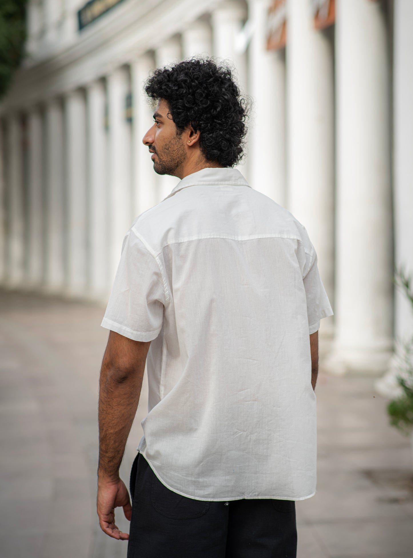 Xavier Shirt Half Sleeves : Solid Natural Slub