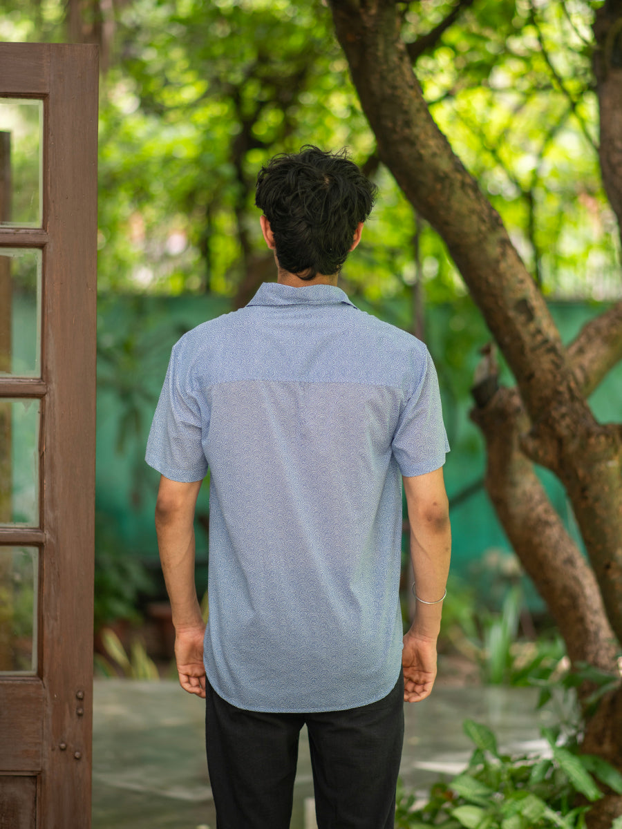 Xaviers Mens Shirt Half Sleeves : Boro Blue