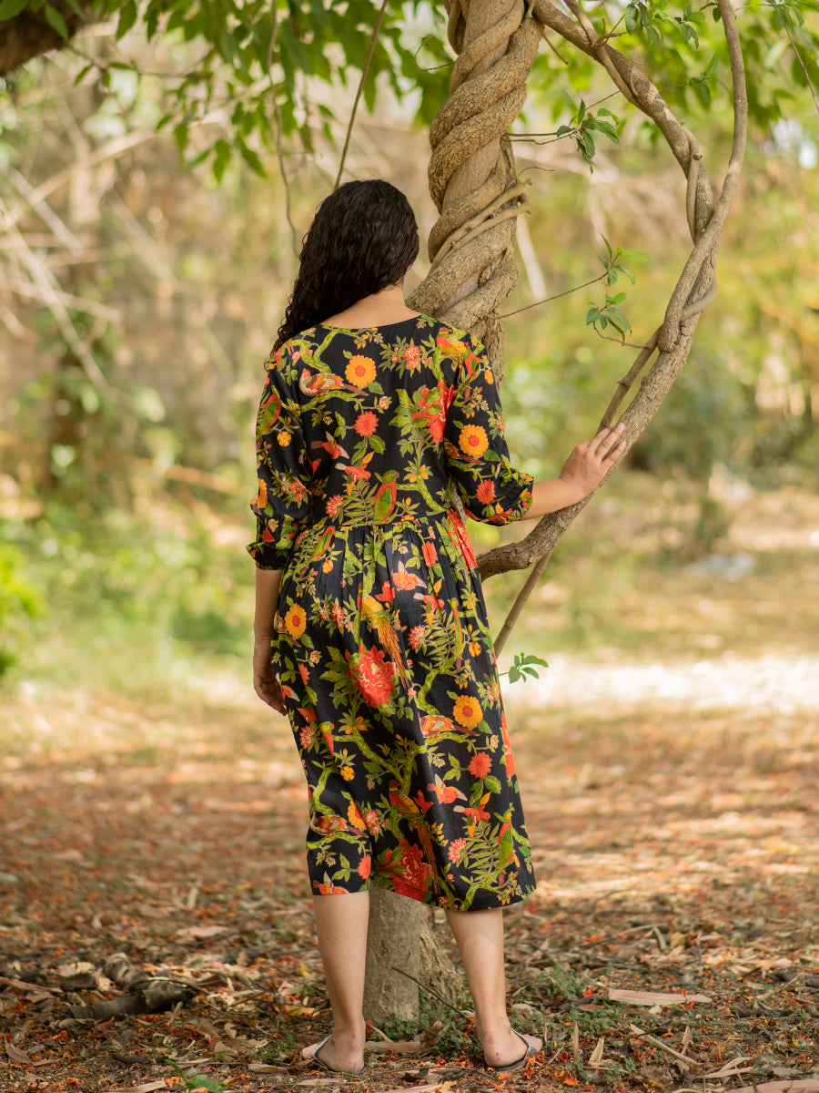 Kovalam Dress : Bird Black
