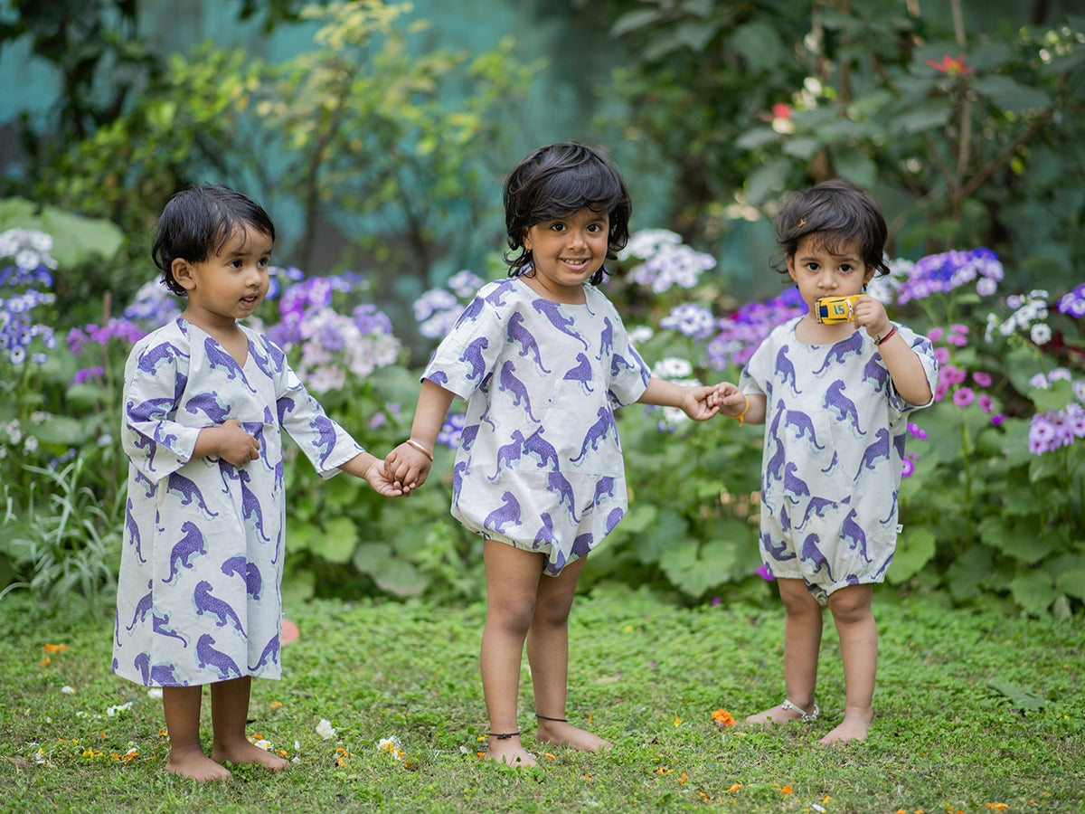 Baby Romper : Leopard Aqua