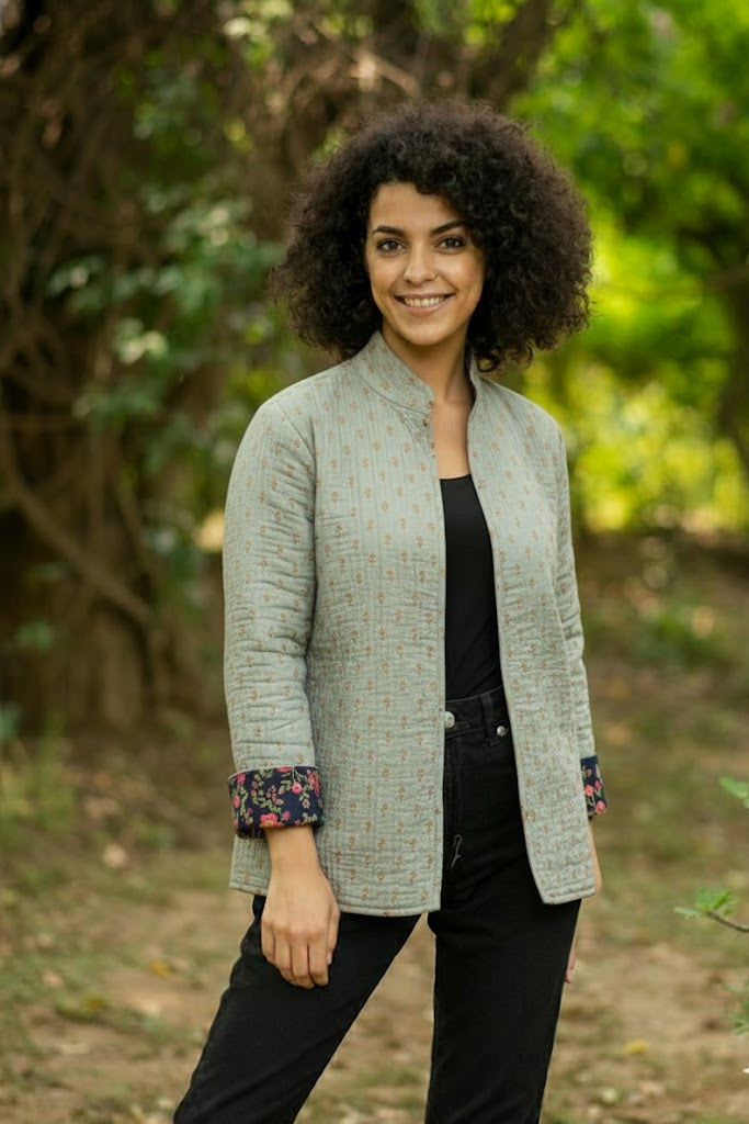 Easy Fit Jacket Reversible : Garden Navy Voile