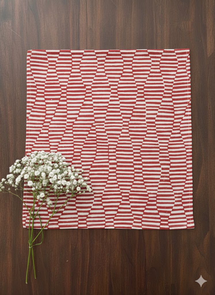 Printed Placemat Set of 6 : Wave Rust Canvas