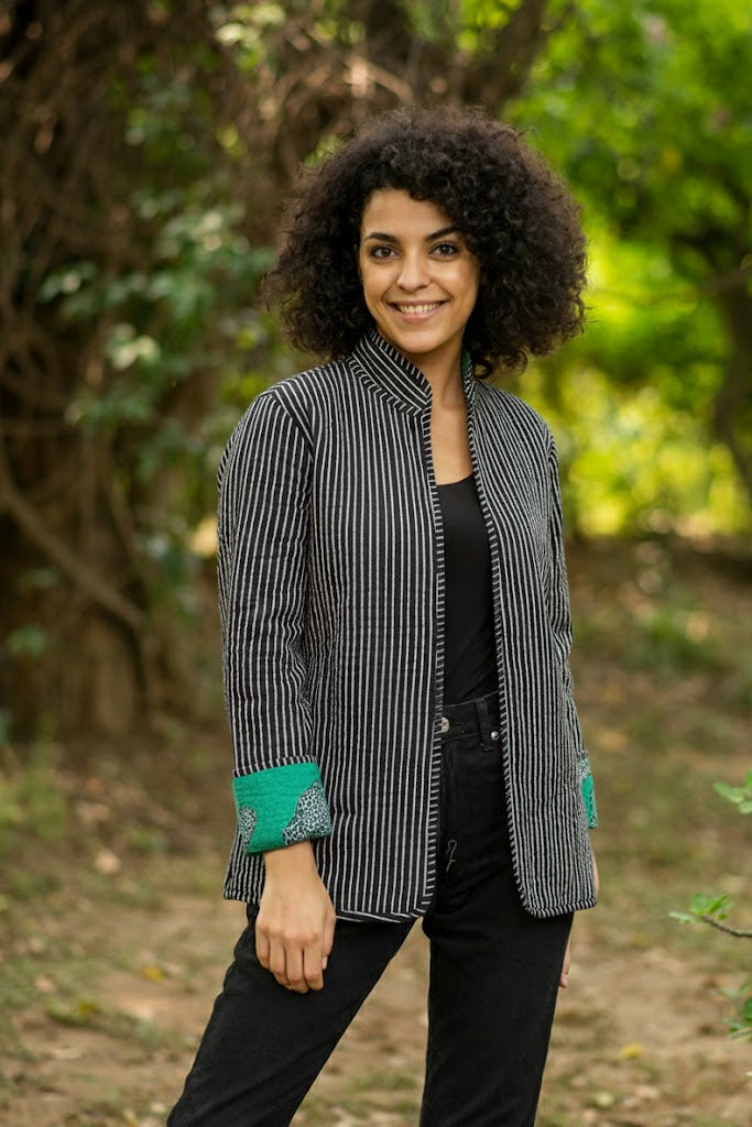 Easy Fit Jacket Reversible : Leopard Green Voile