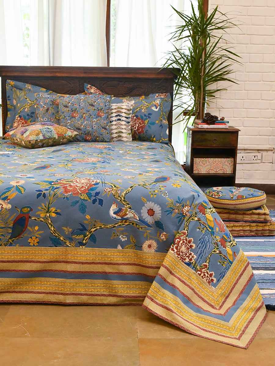 Bed Cover : Bird Blue