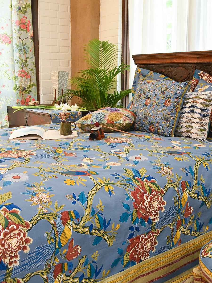 Bed Cover : Bird Blue