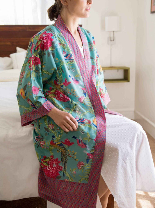 kimono bird teal
