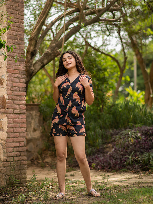 Short Set : Leopard Black