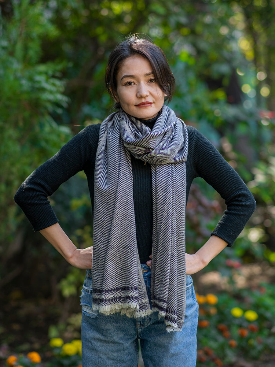 Soft Wool Stole : Diamond Blue