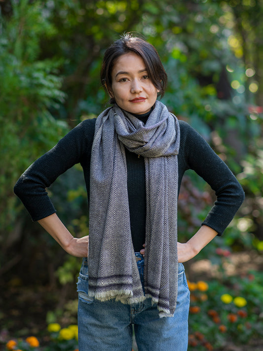 Soft Wool Stole : Diamond Blue