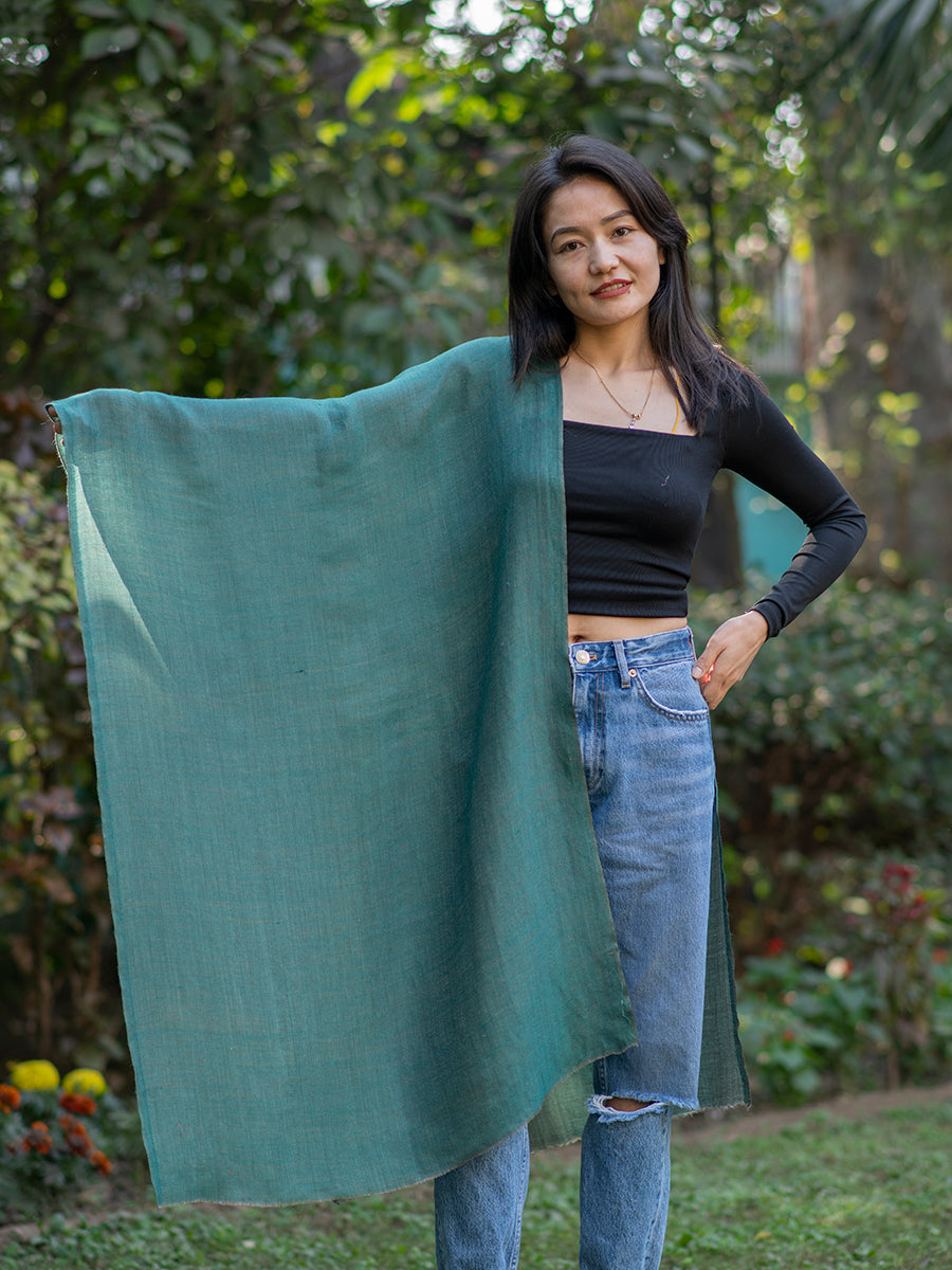Wool Zari Stole : Reversible Teal