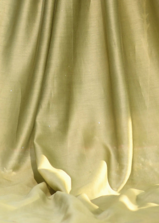 Scalloped Dupatta : Olive Chanderi