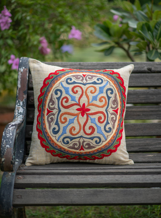 Aari Emb Cushion Cover : Rangeela Mysore Silk