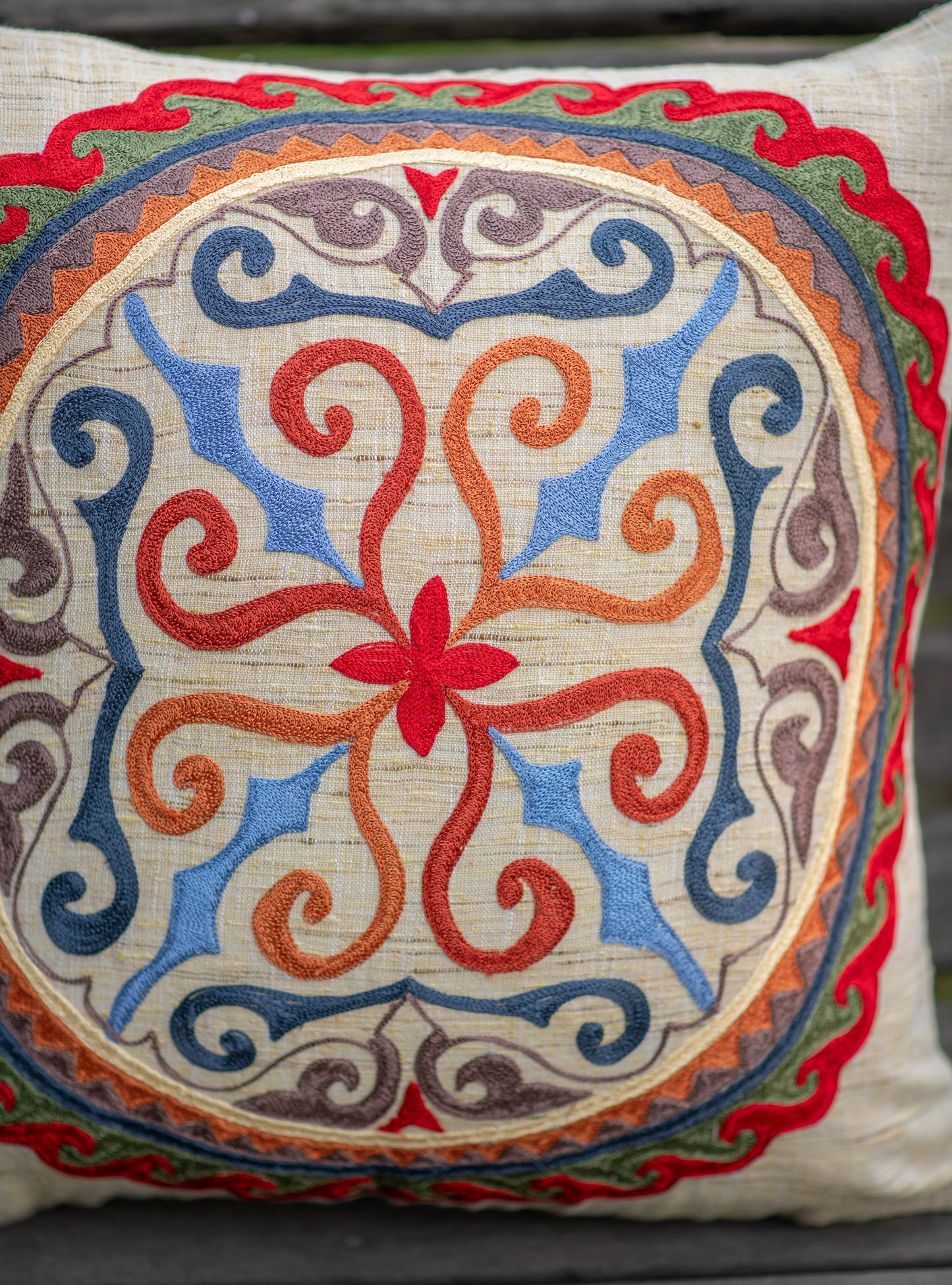 Aari Emb Cushion Cover : Rangeela Mysore Silk