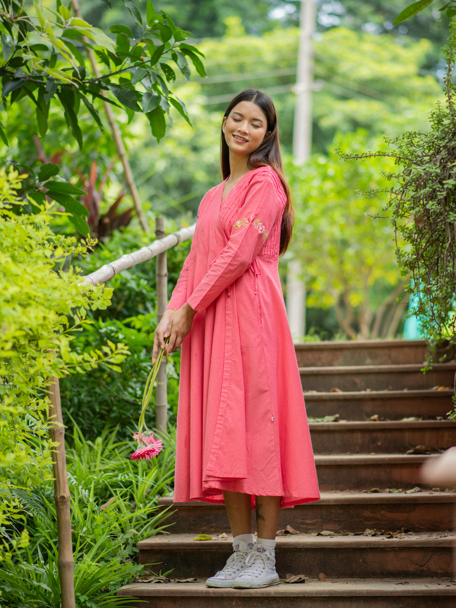 Anarkali Wrap : Slub Red