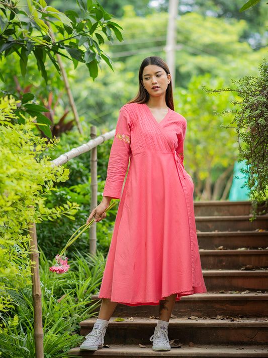 Anarkali Wrap : Slub Red