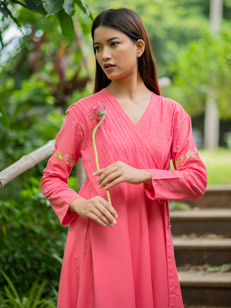 Anarkali Wrap : Slub Red