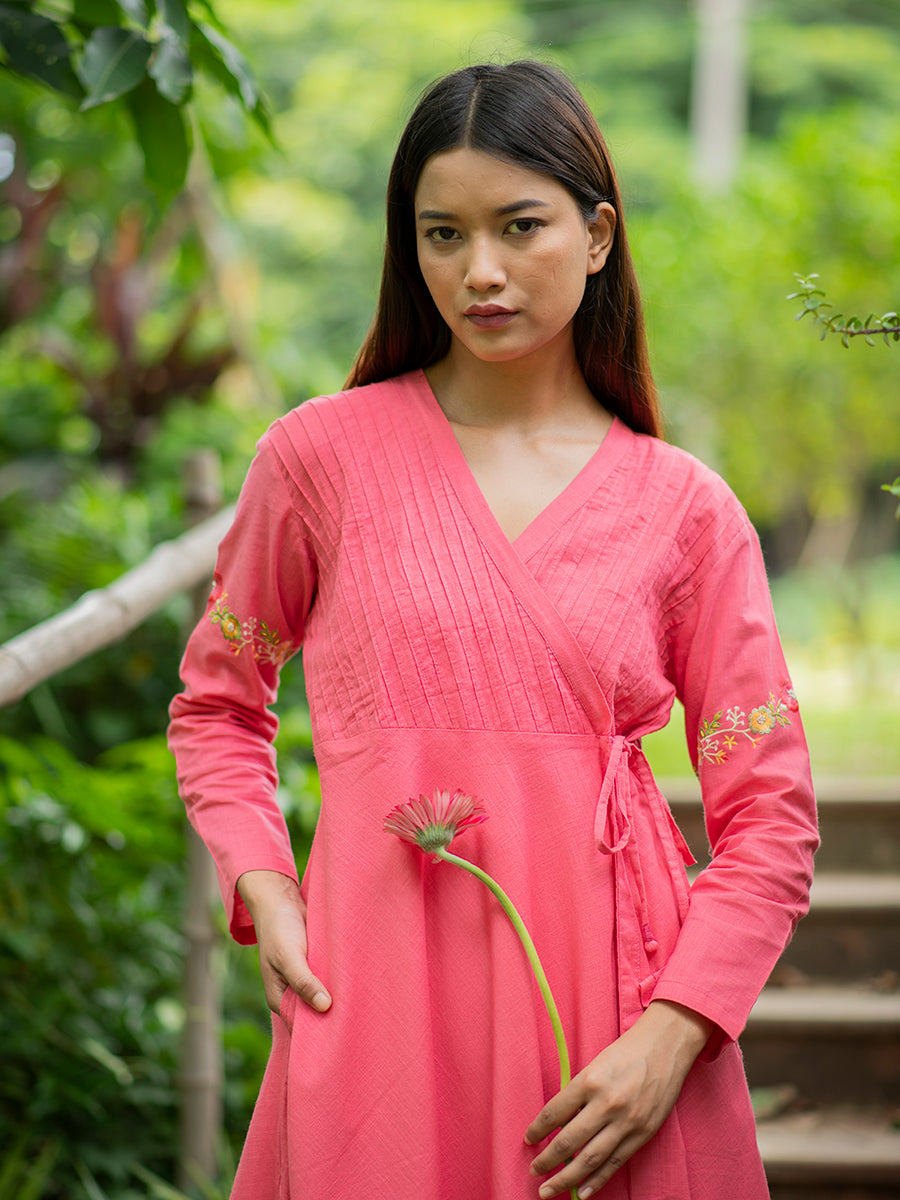 Anarkali Wrap : Slub Red
