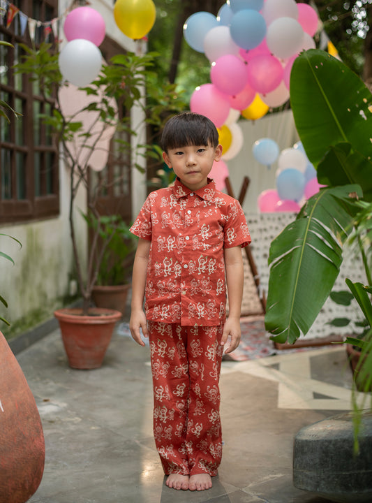 Angad Pj Set : Monkey Rust Voile