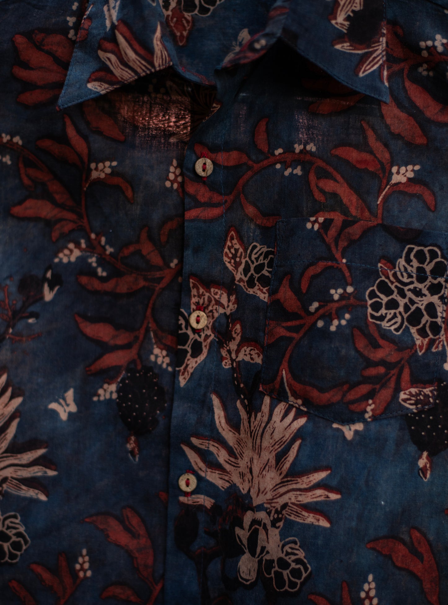 Angad Shirt Half Sleeves : Ajrakh Ubud Indigo Voile